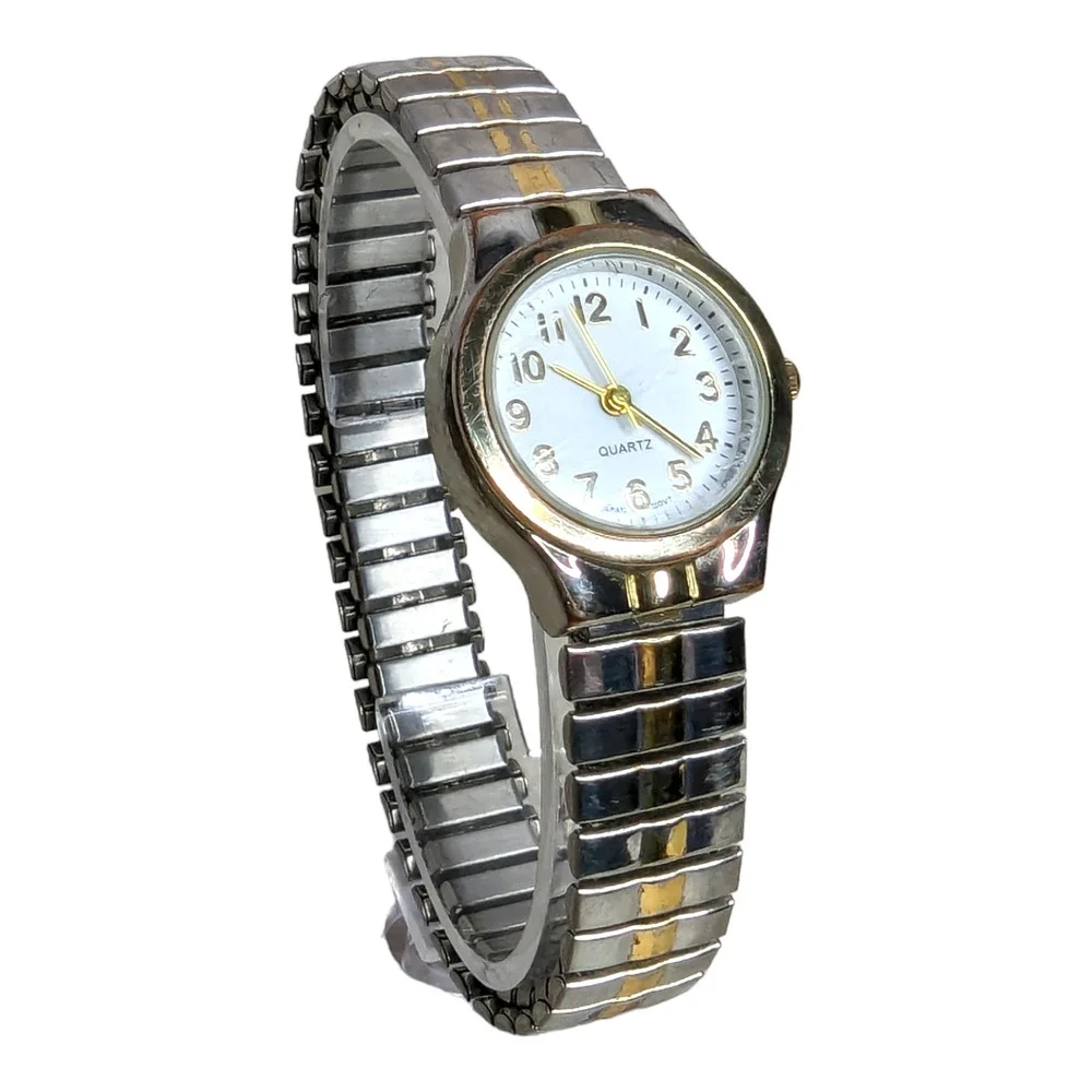 Accutime Watch Corp‎ Unisex 2 Tone Metal Expansion Band Wrist Watch
